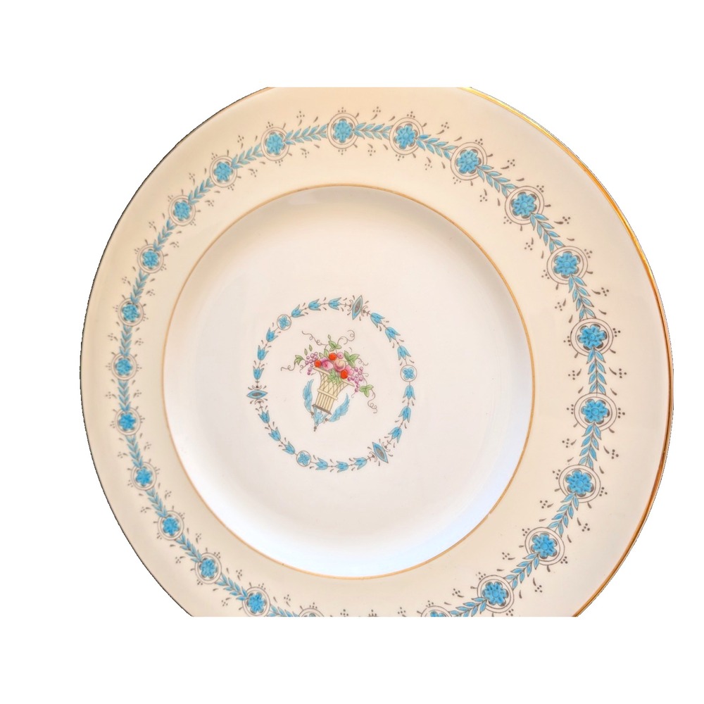 VTG QUEEN ELIZABETH IVORY COALPORT TURQUOISE BLUE GOLD DINNER PLATE